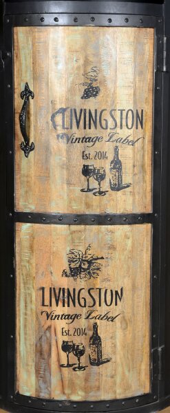 Weinschrank mit Rollen H: 155 cm Stahl Mangoholz Hausbar