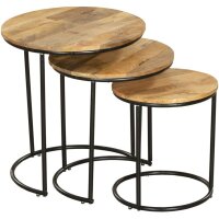 Beistelltisch 3er Set rund Ø 36/43/50 cm Mangoholz...