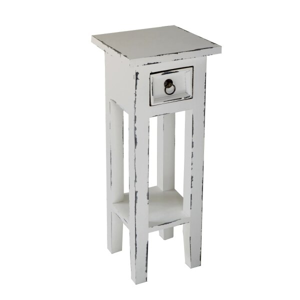 Table dappoint avec tiroir Bois acajou Shabby Blanc