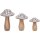 Pilz Statuen 3er Set Deko klein Mangoholz Alu PRESLEY