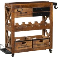 Armoire bar avec roulettes bois de mangue acier L : 100...
