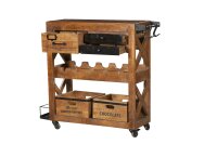 Armoire bar avec roulettes bois de mangue acier L : 100...