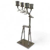 Kerzenhalter Glas Alu H: 66 cm Hirsch Design in Silber