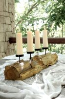 Kerzenhalter Teak Holz Eisen 71 cm lang Unikat  SHELBY