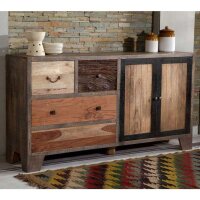 Sideboard Holz massiv 165 cm Grau Natur Schwarz dekorativ