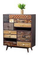 Dekoratives Sideboard Holz MDF 121 cm hoch Bunt Modern
