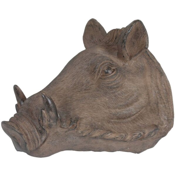 Sculpture Déco Tête de sanglier en polyrésine Marron H : 41,5 cm