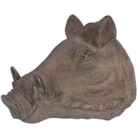 Deko Skulptur Wildschwein Kopf aus Polyresin Braun H:...