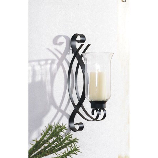 Bougeoir verre métal 36 cm de haut noir pour bougies à tige