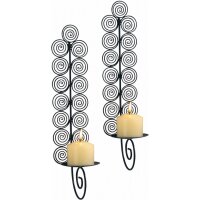 Kerzenhalter Wand 2er Set H: 38,5 cm Schwarz TANNER