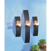 Bougeoir mural Noir Lot de 3 Acier Verre Moderne