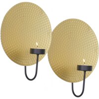 Wandkerzenhalter 2er Set B: 18 cm rund in Gold Schwarz