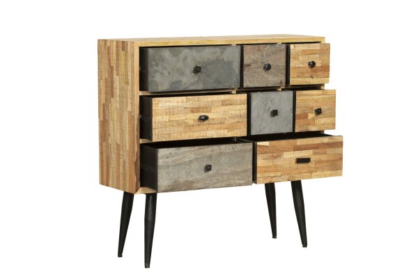 Buffet bois acier largeur 92 cm Nature Gris Noir