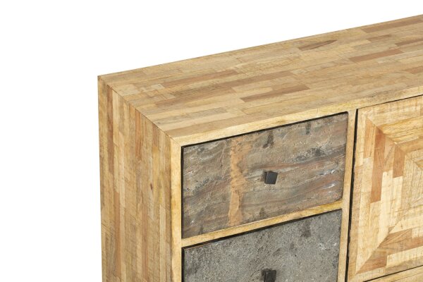 Sideboard bois acier L : 117 cm avec tiroirs portes