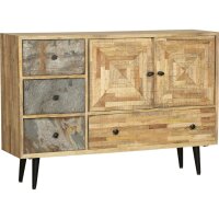 Sideboard bois acier L : 117 cm avec tiroirs portes