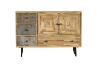 Sideboard bois acier L : 117 cm avec tiroirs portes