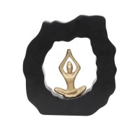 Dekostatue Schwarz Gold Holz Alu Yoga Figur H: 20 cm