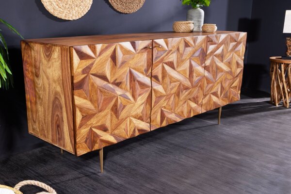 Sideboard Sheesham Holz Metall 145 cm breit Handarbeit