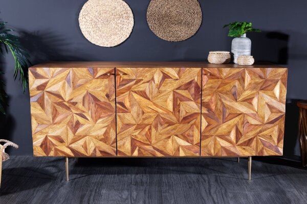 Sideboard Sheesham Holz Metall 145 cm breit Handarbeit