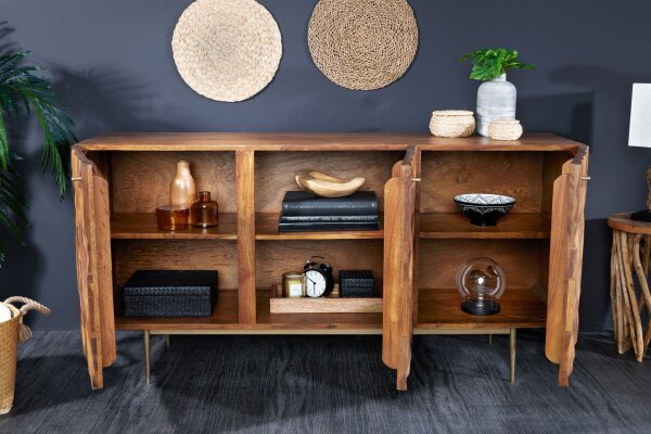 Sideboard Sheesham Holz Metall 145 cm breit Handarbeit