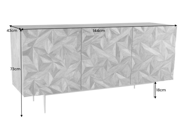 Sideboard Sheesham Holz Metall 145 cm breit Handarbeit
