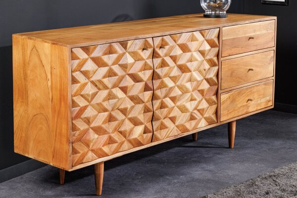 Buffet en bois dacacia métal 145 cm avec tiroirs MALI