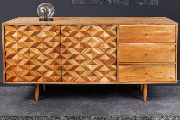 Buffet en bois dacacia métal 145 cm avec tiroirs MALI