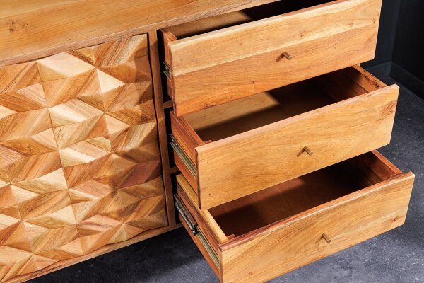 Buffet en bois dacacia métal 145 cm avec tiroirs MALI