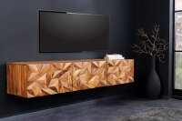 Meuble TV suspendu en bois de Sheesham 160 cm fait main...