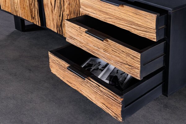 Buffet bois teck mangue fer largeur 150 cm piètement traîneau