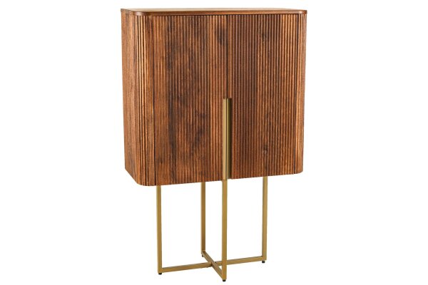 Highboard Holz Metall 80 x 125 cm Art Déco Lamellen Design