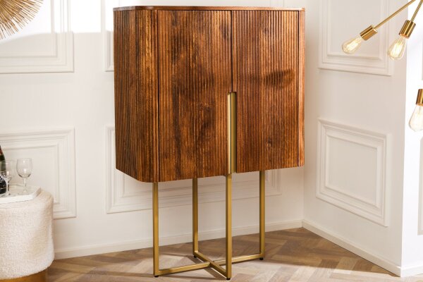 Highboard Holz Metall 80 x 125 cm Art Déco Lamellen Design