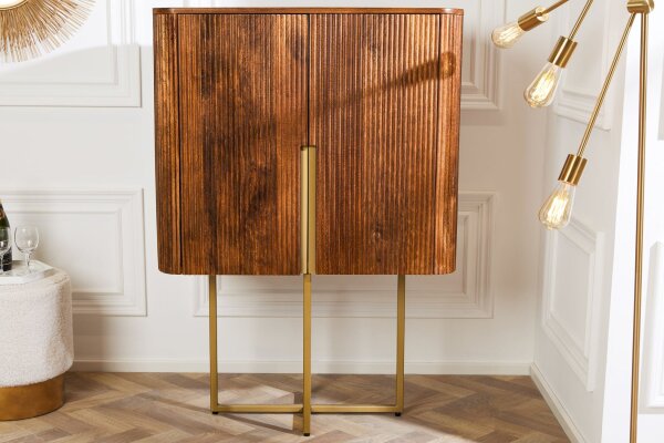Highboard Holz Metall 80 x 125 cm Art Déco Lamellen Design
