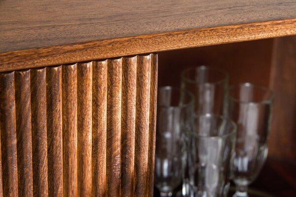 Highboard Holz Metall 80 x 125 cm Art Déco Lamellen Design