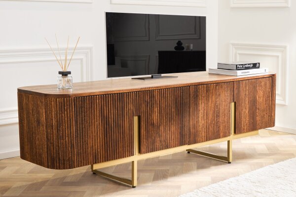 TV Lowboard 160 cm Holz Metall Art Déco Design