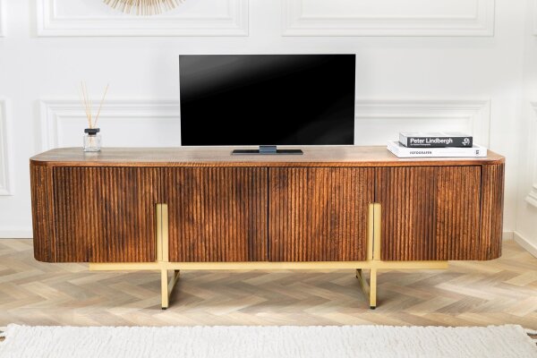 TV Lowboard 160 cm Holz Metall Art Déco Design