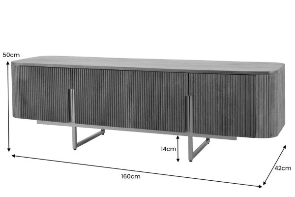 TV Lowboard 160 cm Holz Metall Art Déco Design