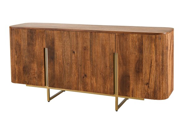 Sideboard Holz Metall 160 x 75 cm Art Déco Lamellen Design