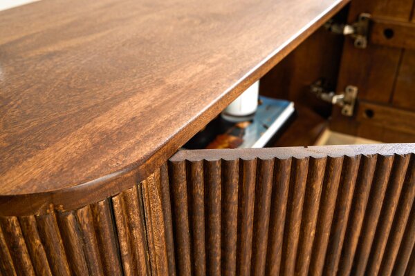 Sideboard Holz Metall 160 x 75 cm Art Déco Lamellen Design