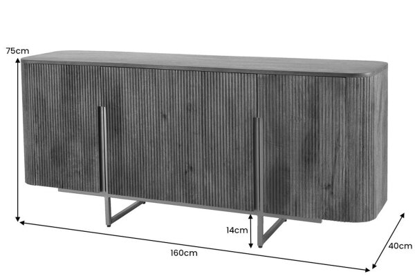 Sideboard Holz Metall 160 x 75 cm Art Déco Lamellen Design