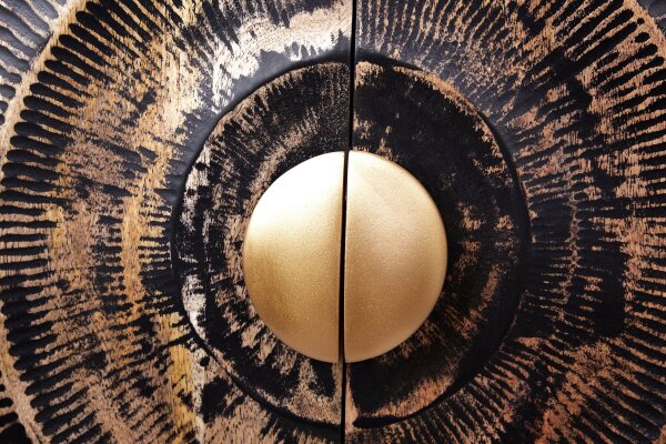 Hängesideboard Schwarz Gold 177 cm Ornament Handarbeit Holz