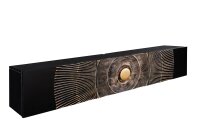 TV H&auml;ngeboard Holz Metall 160 cm Schwarz Gold Handarbeit