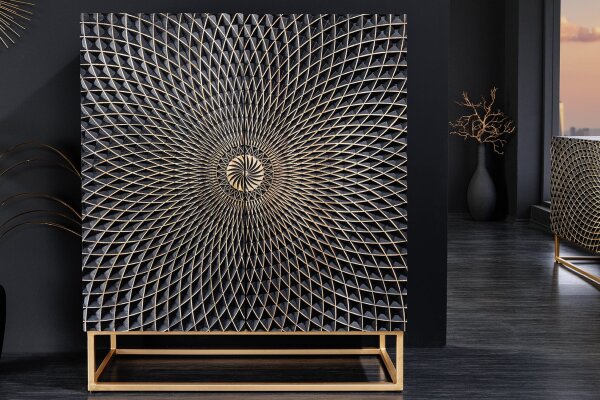 Highboard Schwarz Gold 100 x 120 cm (BxH) Holz Eisen