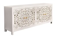 Sideboard Holz 170 cm Weiß Gold Handarbeit dekorativ