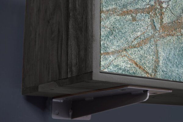TV Lowboard suspendu en placage de pierre en bois dacacia 160 cm Unique