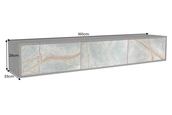 TV Lowboard suspendu en placage de pierre en bois dacacia 160 cm Unique