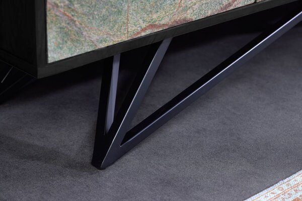 TV Lowboard 200 cm Steinfurnier Akazienholz Eisen Unikat