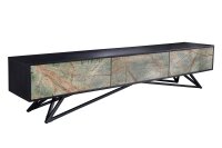 TV Lowboard 200 cm Steinfurnier Akazienholz Eisen Unikat