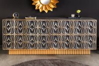 Sideboard groß 177 cm 3D-Ornamente Holz Grau Gold Blau