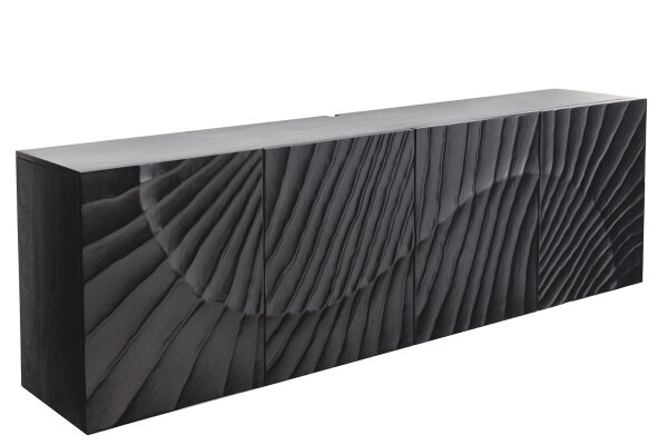 Hängesideboard Schwarz Holz 177 cm breit Handarbeit 3D-Motiv